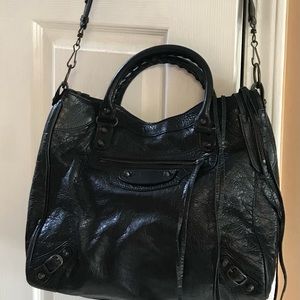 Balenciaga Neo Carole City Black Leather Calfskin Purse